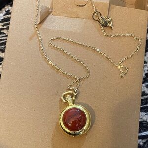 Gold and Red Pendant Necklace